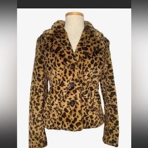 Banana Republic Leopard Faux Fur Jacket S